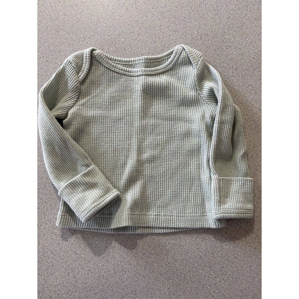 Carter's Sage Green Waffle 2 Piece Set with Fold Over Mittens Size: 3 Months - Picture 2 of 7